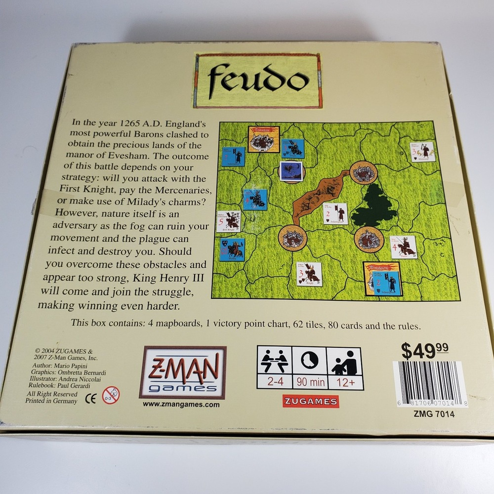 Fuedo Board Game Medieval England Strategy Z-Man Zugames ZMG 7014 Complete - Picture 3 of 9